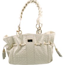 Isabella Adams - Drawstring Ostrich Mini-Tote in Cream