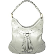 Isabella Adams - Studded Tassle Leather Hobo in Cream