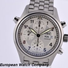 Iwc Pilot Spitfire Split Second Ss Silver Iw371348 3713-48 371348 Box + Papers
