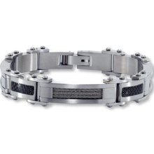 Jared Men's Bracelet Carbon Fiber Accents Stainless Steel- Men's Jewelry
