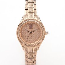 Jennifer Lopez Rose Gold Tone Stainless Steel Crystal Watch - Women