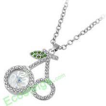 Jewelry Necklace COCO Crystal Pendant Quartz Watch Silver and Green