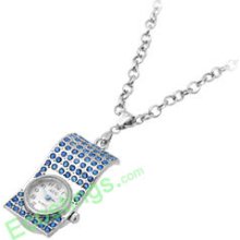 Jewelry Necklace Skate Crystal Pendant Quartz Watch Blue
