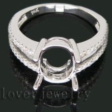 Jewelry Sets Oval 7x9mm 14kt White Gold 0.38ct Diamond Engagement Semi-Mount Wedding Ring
