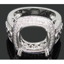 Jewelry Sets Vintage Cushion Shape 12x12mm 14kt White Gold 0.92Ct Diamond Wedding Semi Mount Ring