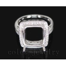 Jewelry Sets Vintage Cushion 12mm 14kt White Gold 0.30Ct Diamond Engagement Semi-Mount Wedding Ring