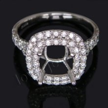 Jewelry Sets Vintage Cushion 7x7mm PT900 Full Cut Diamond Engagement Setting Wedding Ring
