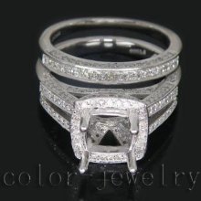 Jewelry Sets Vintage Cushion Shaped Platinum PT900 1.32Ct Diamond Semi-Mount Wedding Band Ring