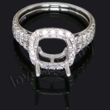 Jewelry Sets Vintage Cushion 8mm PT900 Diamond Engagement Setting Ring SR00233A