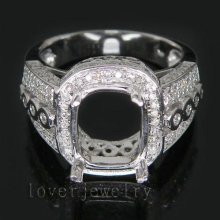 Jewelry Sets Vintage Cushion 9x11mm 18kt White Gold 0.95Ct Diamond Mounting Engagement Wedding Ring