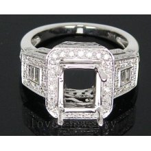 Jewelry Sets Vintage Emerald Cut 7x9mm Solid 14Kt White Gold 1.08Ct Diamond Engagement Wedding Ring