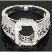 Jewelry Sets Vintage Emerald Cut 6x8mm 14kt White Gold 0.85ct Diamond Semi-Mount Wedding Setting Ring