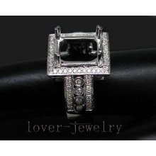 Jewelry Sets Vintage Emerald 8x10mm Cut Solid 18k White Gold 1.08ct Diamond Semi-Mount Engagement Wedding Ring