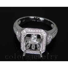 Jewelry Sets Vintage Emerald 8x10mm 14kt White Gold 0.67ct Diamond Engagement Semi Mount Ring
