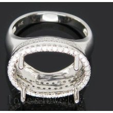 Jewelry Sets Vintage Oval 10x13mm 14kt White Gold 0.49Ct Diamond Engagement Wedding Mounting Ring