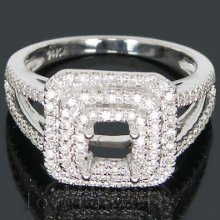 Jewelry Sets Vintage Princess Cut 5mm 14Kt White Gold 0.68Ct Diamond Engagement Wedding Setting Ring
