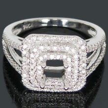 Jewelry Sets Vintage Princess Cut 5mm 14Kt White Gold 0.68Ct Diamond Engagement Wedding Setting Ring