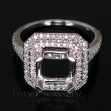 Jewelry Sets Vintage Princess Cut 8mm Solid 14kt White Gold 0.63Ct Diamond Engagement Semi Mount Ring