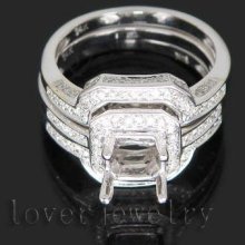 Jewelry Sets Vintage Princess Cut 6-6.5mm 14kt White Gold 0.75Ct Diamond Wedding Band Setting Ring