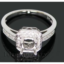 Jewelry Sets Vintage Princess 5mm 14kt White Gold 0.22Ct Diamond Engagement Semi mount Wedding Ring
