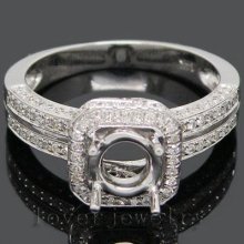 Jewelry Sets Vintage Round 6-6.5mm 14k White Gold 0.82Ct Diamond Wedding Semi-mount Ring R00332