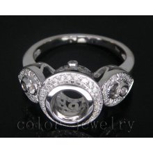 Jewelry Sets Vintage Round 5mm 14Kt White Gold 0.34Ct VS Diamond Engagement Semi Bezel Setting Ring