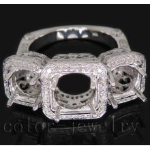 Jewelry Sets Vintage Three Stones 14Kt White Gold 1.19Ct Diamond Semi Mount Ring