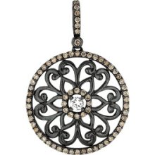 Jewelryweb Sterling Silver CZ Ruthenium Rhodium Plated Micro Pave Pendant- 18 Inch