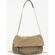 Jimmy Choo 'Biker - Large' Suede & Leather Crossbody Bag Latte/ Taupe