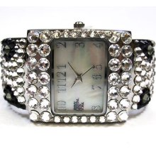 Jimmy Crystal Ladies Watch Snow Leopard Silvermetal Band Swarovski Crystal Wj390