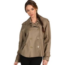 Juicy Couture Double Cloth Cape 3/4 Sleeve Khaki Jacket Coat Size Large $298