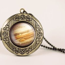 Jupiter gas giant planet vintage pendant locket necklace - ready for gifting - buy 3 get 4th one free
