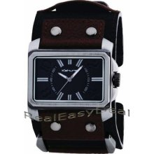 Kahuna Big Unisex Watch Black/brown Leather With Pouch Kuc-0027g