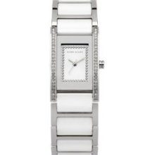 Karen Millen Ladies White Ceramic Rectangular Watch