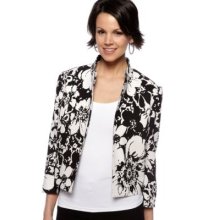 Kasper Black/White Floral Print Bolero Jacket