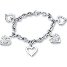 Kay Jewelers Crystal Heart Bracelet Stainless Steel- Bracelets
