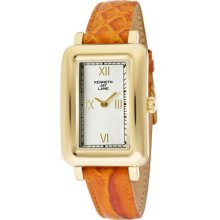 Kenneth Jay Lane Watches Women's White Textured Dial Orange Genuine Le