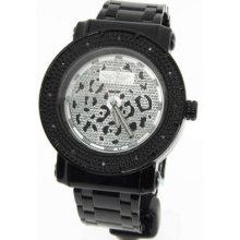 King Master Men's Diamond Black Ionic Stainless Steel Black Diamond Dial Watch
