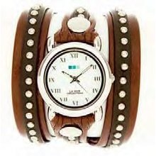 La Mer Collections Brown and Silver Bali Stud Watch