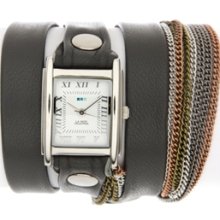 La Mer Collections Grey Multi Chain Wrap Watch