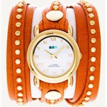 La Mer Collections Tangerine and Gold Bali Stud Watch