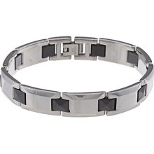 La Preciosa Stainless Steel And Black Ceramic Link Bracelet