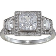 La Preciosa Sterling Silver Cubic Zirconia Engagement-style Ring