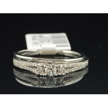 Ladies 10k White Gold Diamond Engagement Ring Wedding Band Bridal Set 0.25 Ct.