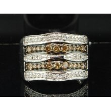 Ladies 10k White Gold .81 Ct. Round Cut Brown Champagne Diamond Engagement Ring
