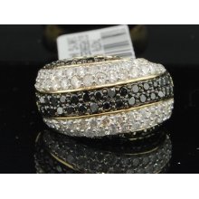 Ladies 10k Yellow Gold Round Cut Black Diamond Engagement Ring Wedding Band Set