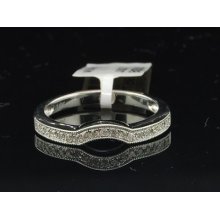 Ladies 14k White Gold Round Diamond Engagement Ring Bridal Curved Ehnancer Band