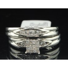 Ladies 14k White Gold Diamond Engagement Ring Wedding Band Bridal Set 0.25 Ct.