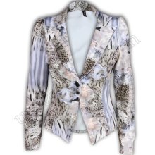 Ladies Blazer Womens Jacket Coat One Button Tie Dye Leopard Floral Print Cropped
