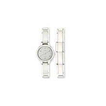 Ladies Chisel Ceramic & Stainless Steel White Dial Watch & Bracelet